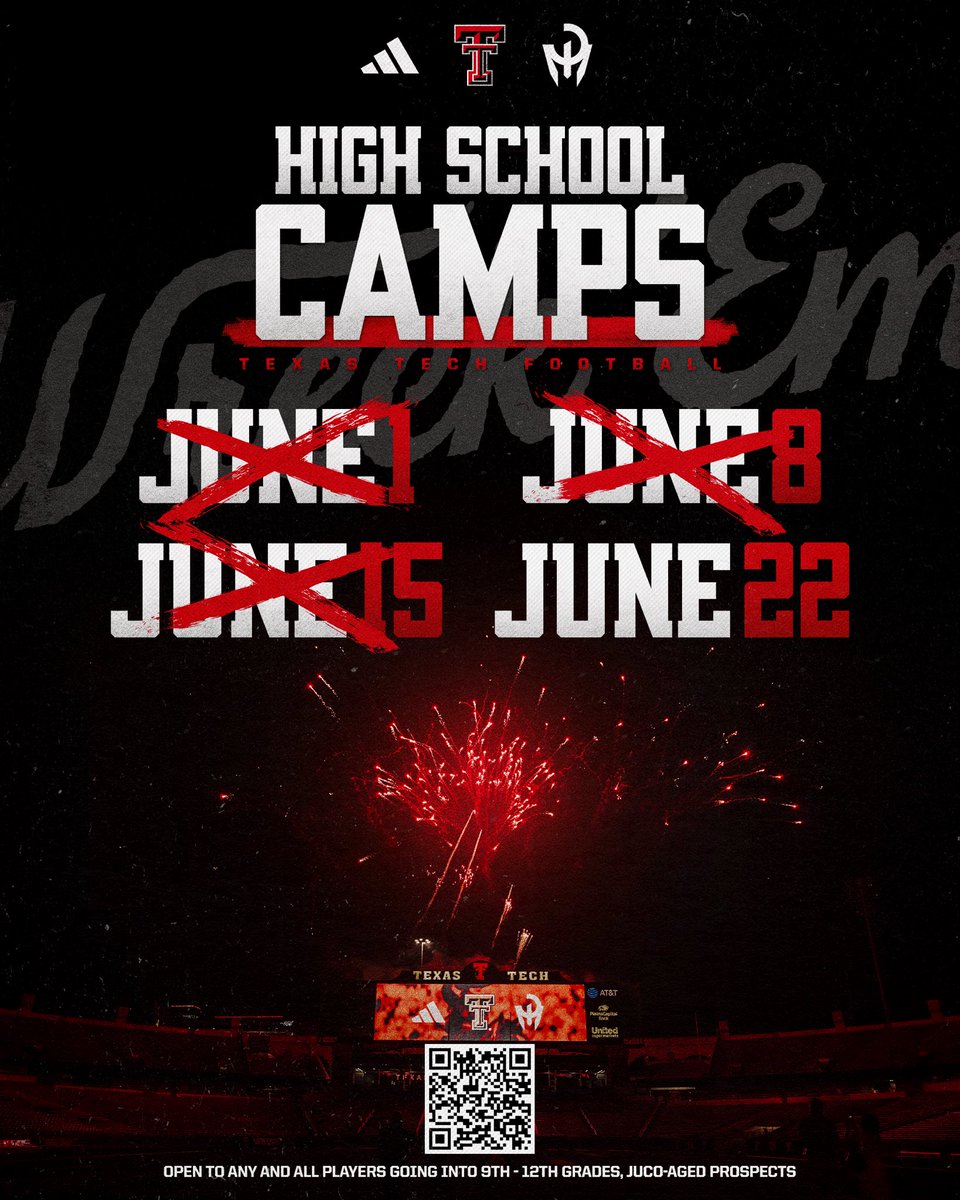 Great camp today! 1 more opportunity to come see us in Lubbock June 22nd #WreckEm