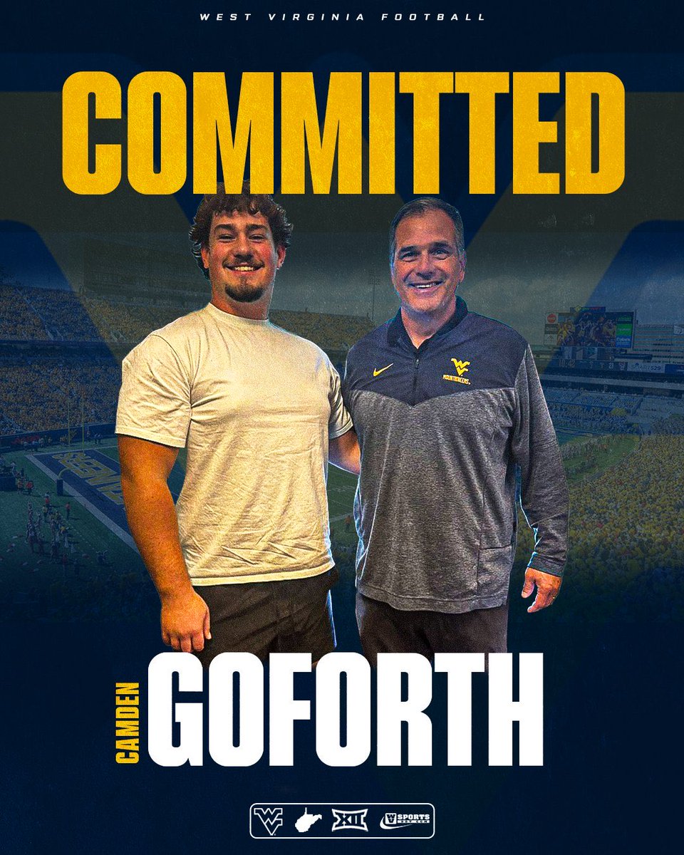 Patrick Harkness (@rolldatwave) on Twitter photo #WestVirginia #Mountaineers Commitment!
Class of 26 OL
Camden Goforth - <a href="/camden_goforth/">Camden Goforth</a>
6-4/305.
Athens, TN.
3⭐️⭐️⭐️/85
Scouting Report:
(Pancake Machine, plays like his hair is on fire, workout warrior, lives in the gym, super powerful and will be a force in the run game, #WestVirginia #Mountaineers Commitment!
Class of 26 OL
Camden Goforth - <a href="/camden_goforth/">Camden Goforth</a>
6-4/305.
Athens, TN.
3⭐️⭐️⭐️/85
Scouting Report:
(Pancake Machine, plays like his hair is on fire, workout warrior, lives in the gym, super powerful and will be a force in the run game,