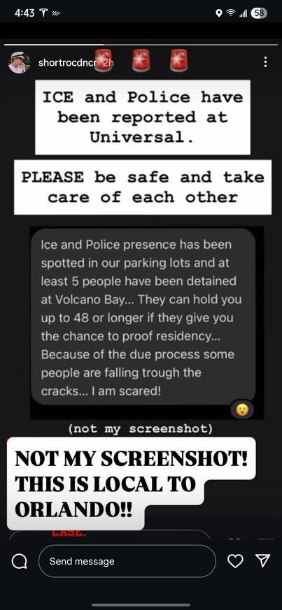 PoliticalKev90's tweet photo. @UniversalORL is this what yall are doing now!??? Allowing ICE to detain people on property? What the actual F! https://t.co/XGC9vMLYXl
