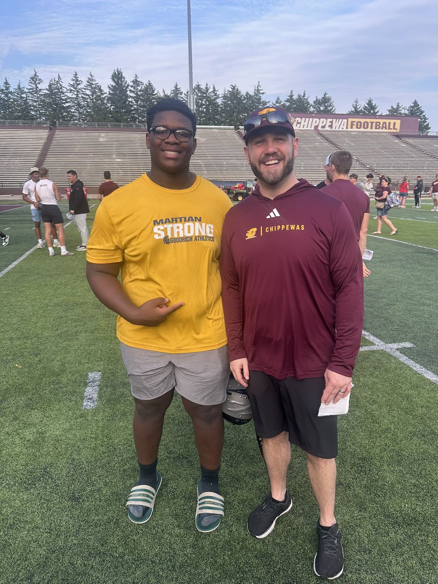 I HAD A GREAT TIME AT THE CMU CAMP. Thank YOU <a href="/CoachHaydenMace/">Hayden Mace</a>
