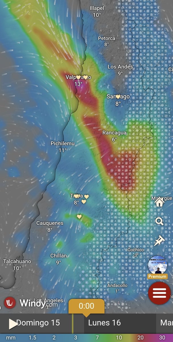 Alerta próximas horas.

El evento sigue su avance al norte, en Maule lo más intenso va pasando, peto seguirá lloviendo hasta este lunes.
Esta noche lluvia intensa en sectores de O'Higgins y costa de la región de Vslparaíso, en la madrugada la lluvia llega al interior de esta