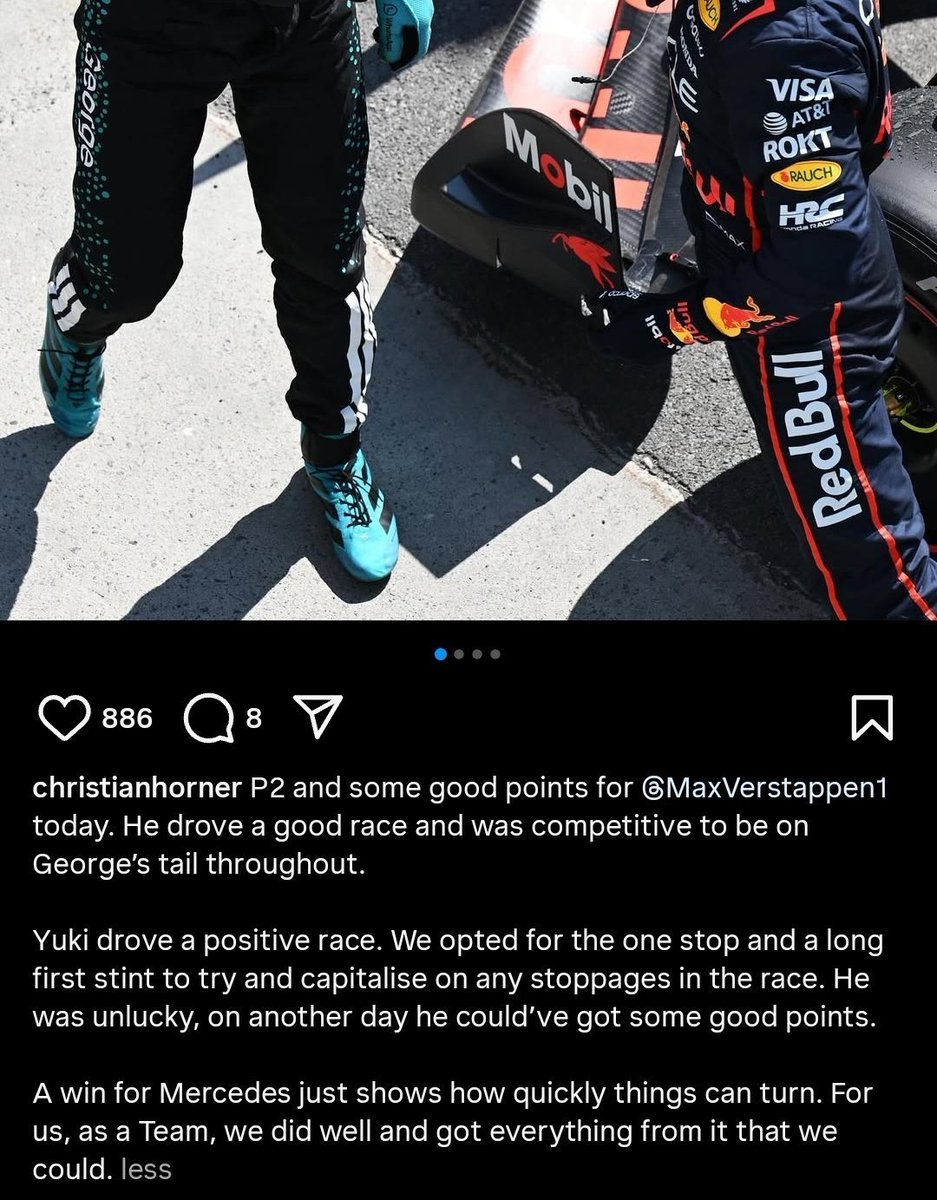RBR_Daily's tweet photo. Christian Horner posts his race summary and effectively confirms the P2 for Max https://t.co/EEfHtdVlTA