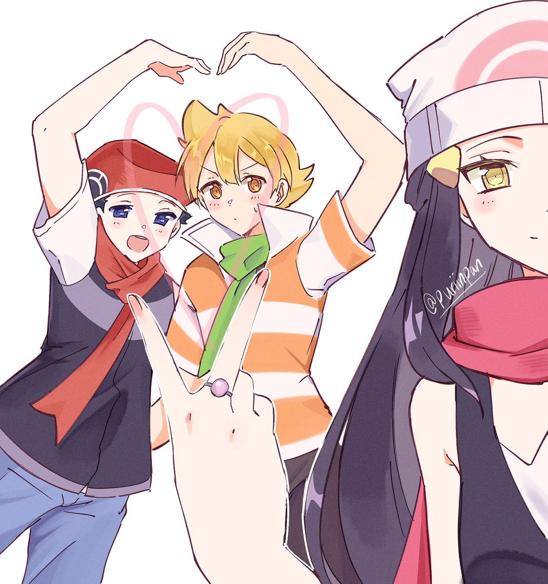 puriinpan's tweet image. 💙🧡💖

#ポケスペ #pokespe #シンオウ組