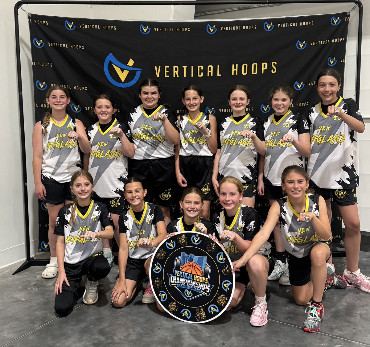 NEStormBball's tweet photo. Congratulations to the NE Storm 2032 girls on a great weekend to finish off the Spring as they win the Vertical Hoops Mohegan Sun 5th grade girls D1 Championship 💍 
#NEStorm #Back2Back https://t.co/31F0qTJFcs