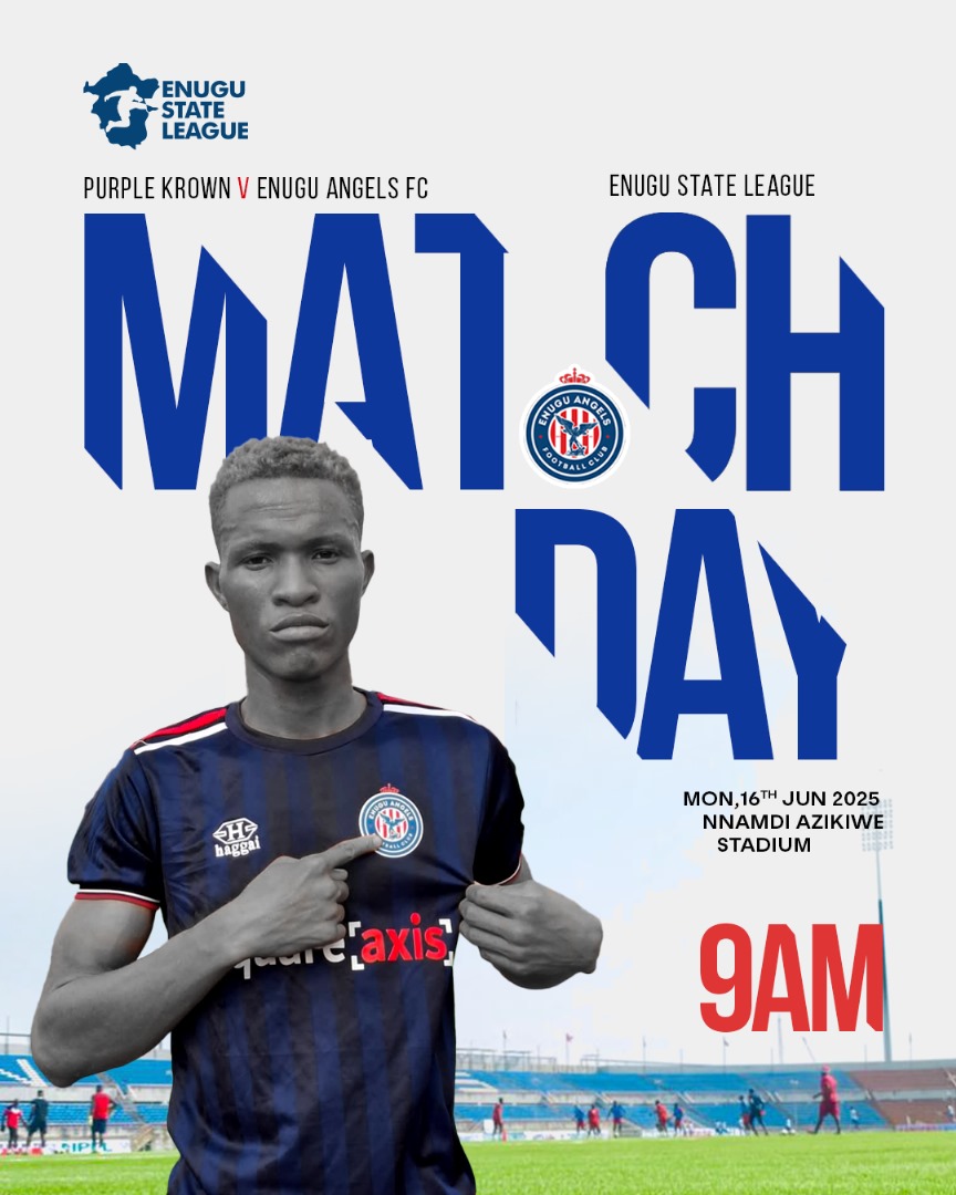 Enuguangels_fc's tweet photo. ENUGU STATE LEAGUE : League Matchday 1
Purple Krown VS Enugu Angels FC. 
Time: 9AM 
Venue 🏟: Nnamdi Azikiwe Stadium
City: Enugu State, Nigeria 🇳🇬 

 #MatchDay1#PKEA #AngelsNeverDie #grassrootsfootball #EnuguStateleague #npfl25  #fifaworldcup https://t.co/mKHN23aRnP
