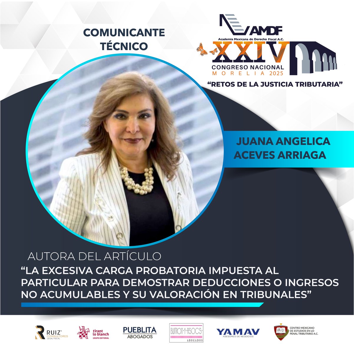 AMDF (@amdf4) on Twitter photo La Mtra. #JuanaAngelicaAcevesArriaga, participará en el XXIV congreso nacional, con su articulo "La excesiva Carga Probatoria impuesta al particular para demostrar Deducciones o Ingresos no acumulables y su valoración en Tribunales".
<a href="/domingoruizl/">Domingo Ruiz López</a> <a href="/Tirantmexico/">Tirant México</a> <a href="/miguelbuitronpi/">miguel buitron pined</a> La Mtra. #JuanaAngelicaAcevesArriaga, participará en el XXIV congreso nacional, con su articulo "La excesiva Carga Probatoria impuesta al particular para demostrar Deducciones o Ingresos no acumulables y su valoración en Tribunales".
<a href="/domingoruizl/">Domingo Ruiz López</a> <a href="/Tirantmexico/">Tirant México</a> <a href="/miguelbuitronpi/">miguel buitron pined</a>