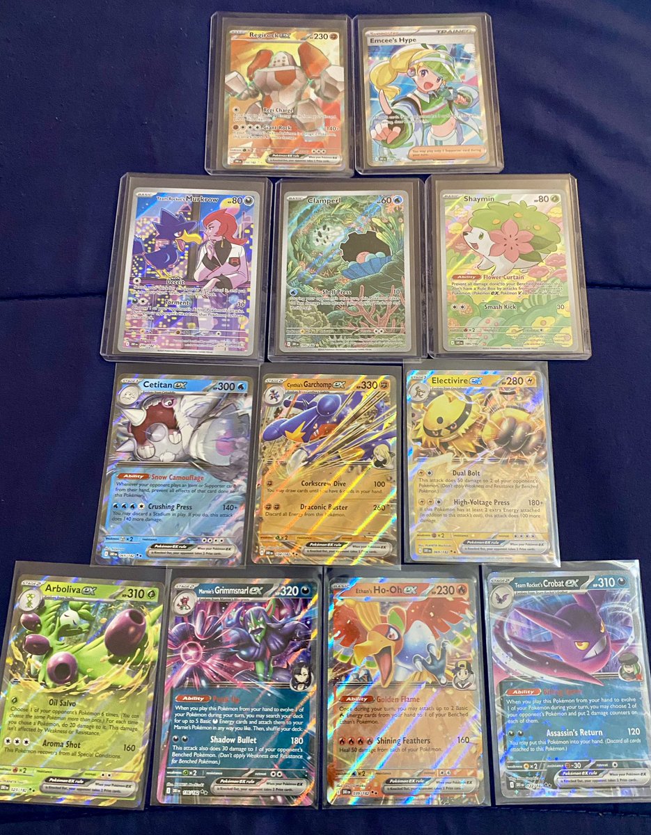 Corvid_knight's tweet image. All of the hits from the destined rivals booster box i got for my birthday #PokemonTCG