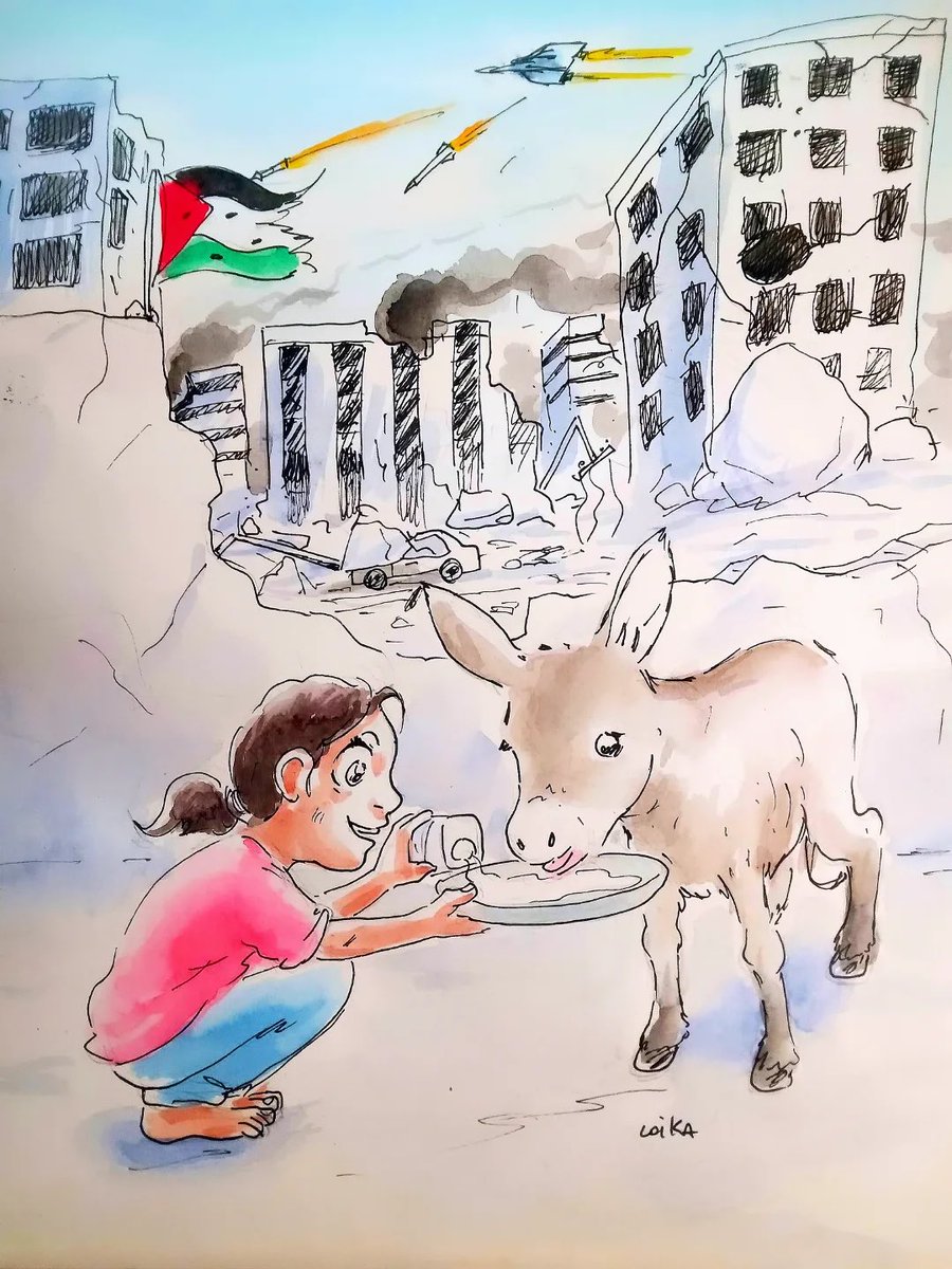 abrahamendieta's tweet photo. Con los bombardeos israelíes al fondo, en plena hambruna, con la prohibición de Israel de que llegue comida y ayuda humanitaria, y aún así, las niñas y los niños palestinos, devolviéndonos la esperanza en la humanidad.

Ya no puedo más, el corazón se rompe todos los días. https://t.co/S0X3FhAggG