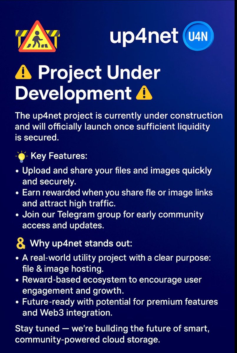 The $U4N token is now live on Pump fun
Be part of the future of decentralized file &amp; image hosting.

CfWsXzLwokSYietPD4cFW6DhiqCSKKYM6NV3o8Tspump

🟢 Telegram: t.me/up4netcom
Big things are coming — real utility, rewards, and Web3 power.
Let’s build up4net together. 💪