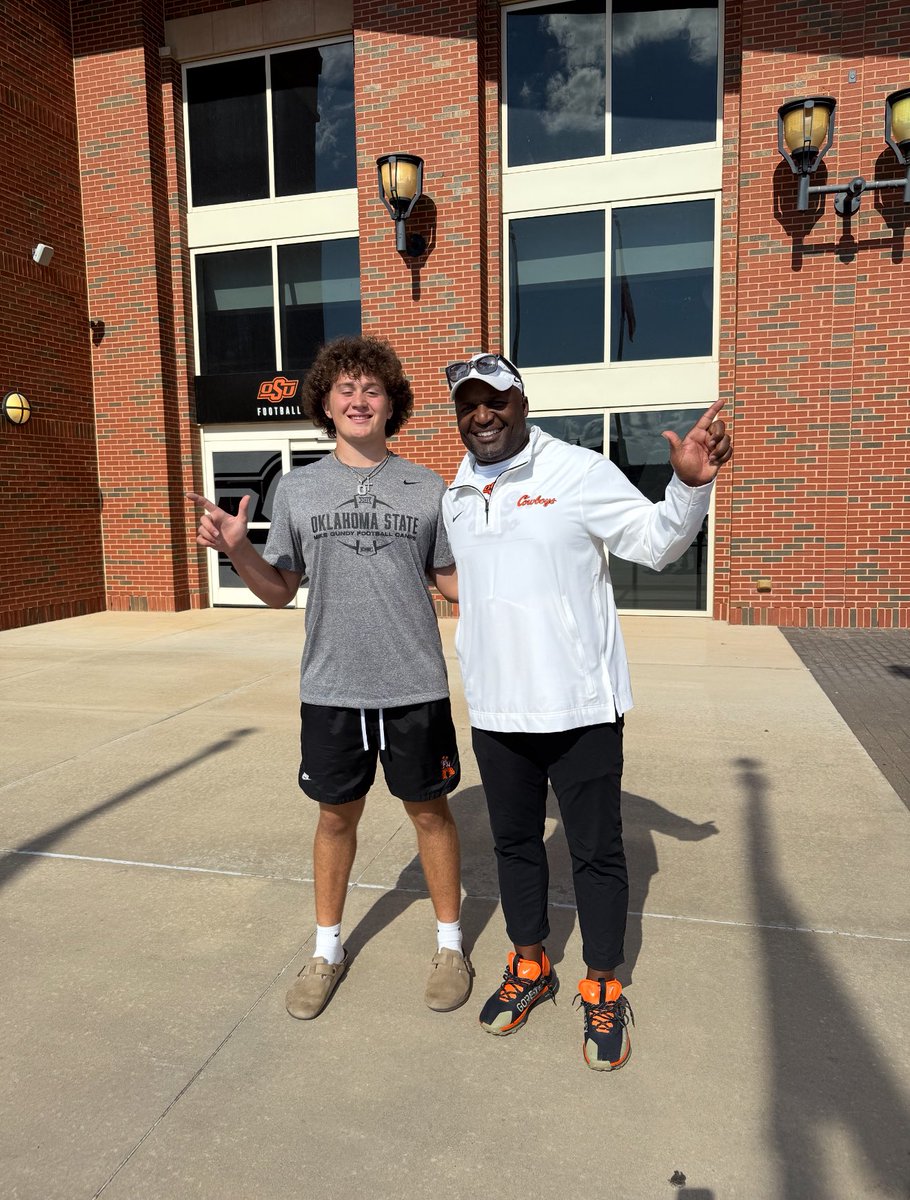 DawsonSteveson's tweet photo. Had a great time @CowboyFB camp today! @kymurrell3 @KarrsonDavis @Cash_Keys2 @KWright_7 https://t.co/WxXdzNBgDp