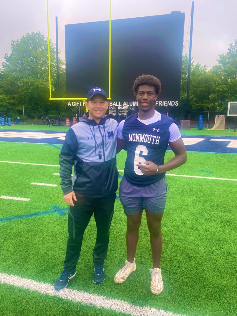 branmcdonald_'s tweet photo. Had a fantastic time visiting Monmouth University and competing in their football camp!! Huge thank you to @Coach_KCal and Coach Callahan #Flyhawks 🦅@RFH_Football @RecruitsRFH @GoMVB https://t.co/x71ecHwkoX