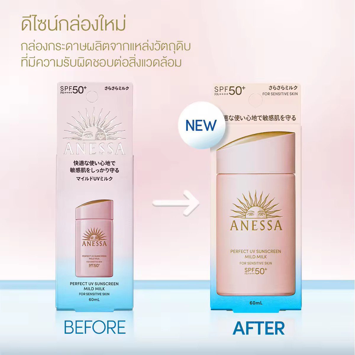 romematin2023's tweet photo. [1 แถม 1] ANESSA อเนสซ่า เพอร์เฟค ยูวี ซันสกรีน มายด์ มิลค์ NA SPF50+ PA++++ 60 มล.x2 ชิ้น (กันแดดเนื้อน้ำนม สำหรับผิวแพ้ง่าย) https://t.co/pG5pOI1Vw5 https://t.co/g9fbE6z9k2