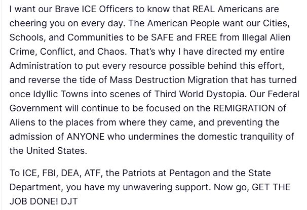 🚨 MAJOR BREAKING: President Trump announces a massive EXPANSION of ICE raids in cities such as Los Angeles, Chicago and New York - "where they use Illegal Aliens to expand their Voter Base, cheat in Elections, and grow the Welfare State, robbing good paying Jobs and Benefits