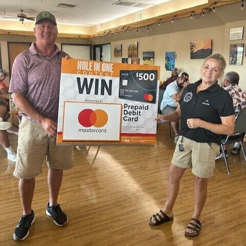 HoleInOneIntl's tweet image. It's #Mastercard Monday! Congratulations to Steven Sipes who recently won a $500 Mastercard after he aced the 154-yard Hole 1 with a 6 iron. Sipes was playing in the Rosebud Mine Scholarship tourney when he scored his prize!