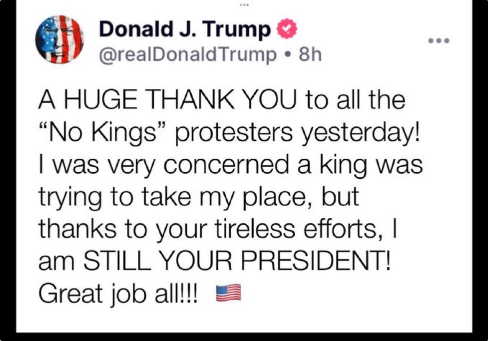 Current tracking of how the No Kings protest will be forgotten by Monday.