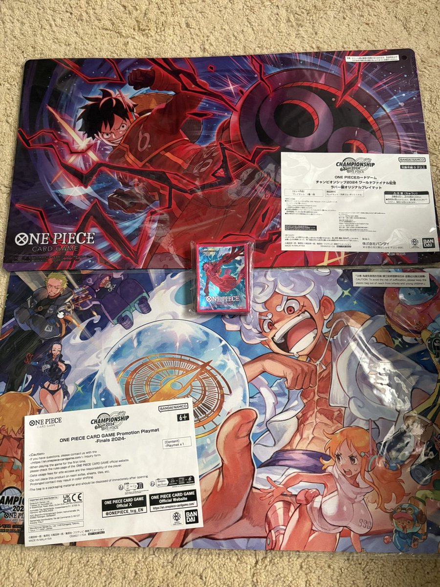 LTS the following. Will be at the Vegas regionals:

Brook: 200
Gedatsu: 200
Camie: 180
10x Worlds don: 1.8k ea
Drum: 250
Yamato: 25k
Sanji: 400
Zoro: 600
Finalist regionals: 85% TCG
Luffy mat: 800
World mat: 1.5k
70c Sleeves: 1.5k

Please dm in advance. RT is super appreciated.