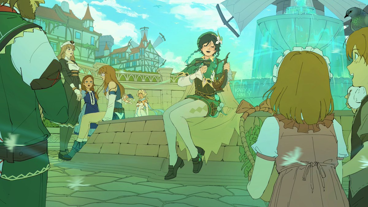 A song drifts through the city wind  🍃
#venti #genshin