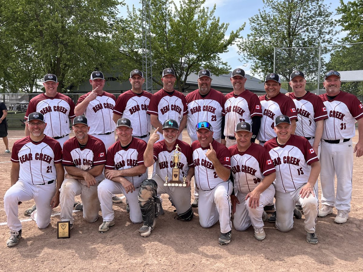 #MitchellQualifier Legends Championship 
Bear Creek Storm Legends 6 Cobourg Force 3
WP Mel Ross 5 2/3 IP 0R 2H 3K, in relief of Dan Beecroft 1 1/3 3R 4H 1K
LP Grant Patterson 3IP 4R 5H 4K in relief of Tom Berube 3IP 2R 6H 1K 1BB
1/2