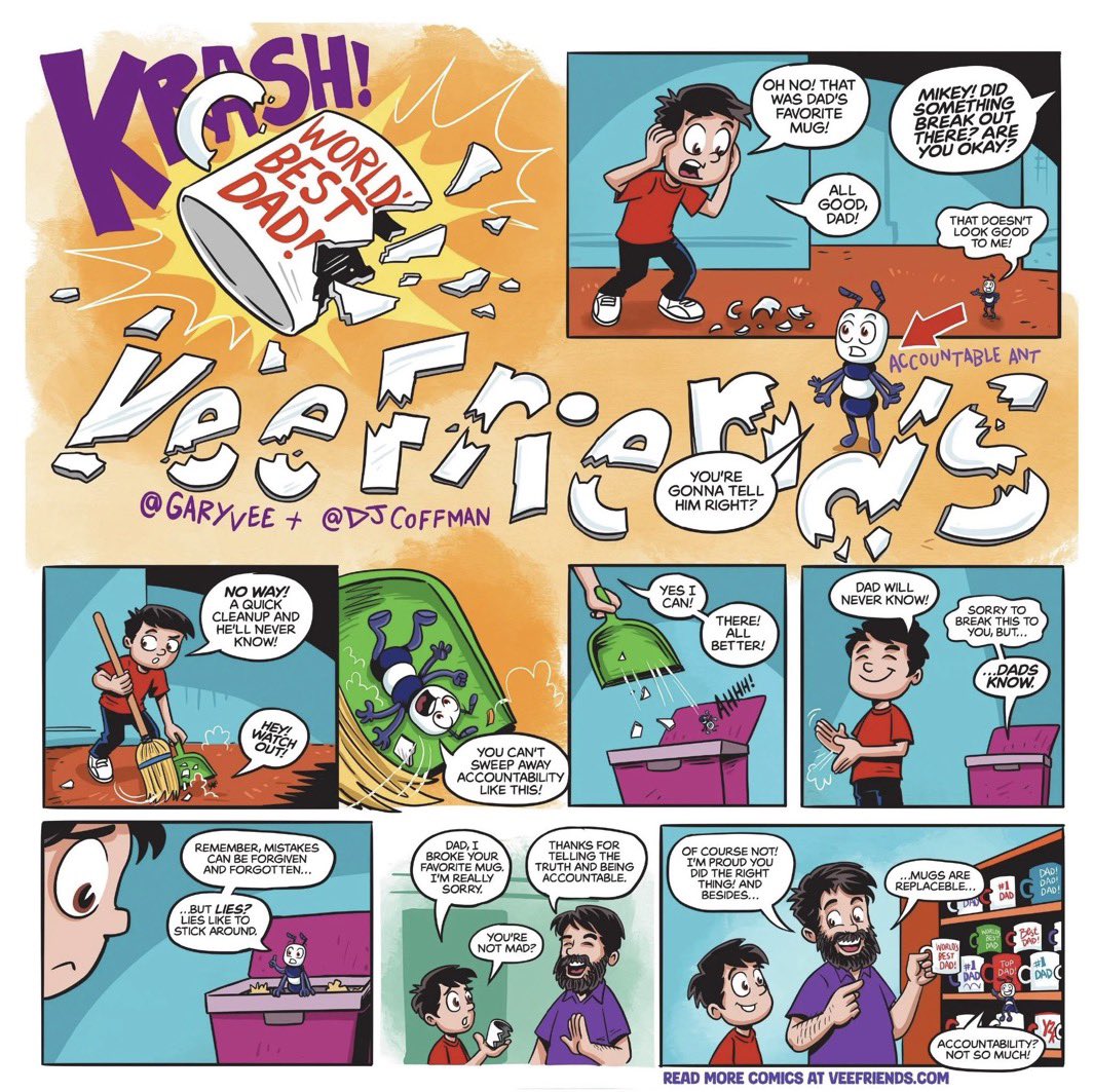 StuffKeithBuys's tweet image. What a great comic for today @garyvee @djcoffman @VeefriendsComix 

1.  #muglife - long time collector and flipper
2. Just had this discussion with my son today on something he lied about
3. We focused on accountability
4. We talked about how the lie just delays the truth. 

❤️