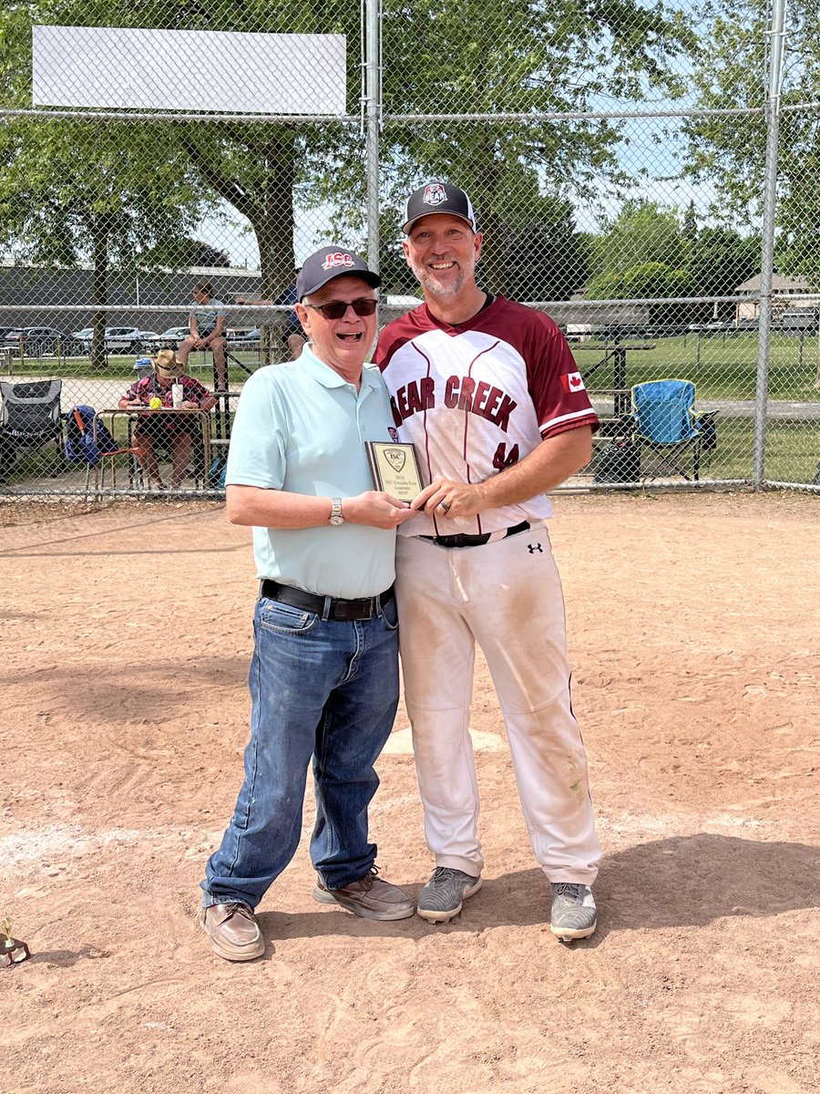 2/2 Bear Creek Chris Wismer 3-4 3b 3RBI, Rob Burns 3-4 3R, Jason Dawdy 2-4 2b 1RBi
Cobourg Jeff Lane 1-3 HR 2RBI, Jeff Detta 1-3 2b 1R
Congratulations to 2025 ISC Canada East Legends Champions St. Thomas Bear Creek Storm 
Top Pitcher Mel Ross, Storm
MVP Mike Unwin, Storm