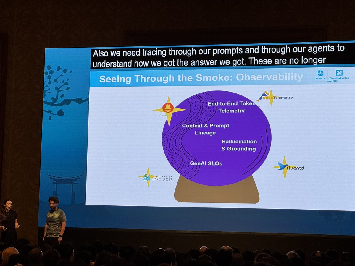 Antoine (@antoinegrondin) on Twitter photo keynote! 🔮Platform Alchemy: Transforming Kubernetes Into Generative AI Gold
by <a href="/lexal0u/">alexa griffith</a> and <a href="/salaboy/">Mauricio Salatino</a>
whats the alchemy of applications? how does it change between traditional workloads and Gen AI workloads?
new challenges but new solutions:
- AI gateway securing and routing
- keynote! 🔮Platform Alchemy: Transforming Kubernetes Into Generative AI Gold
by <a href="/lexal0u/">alexa griffith</a> and <a href="/salaboy/">Mauricio Salatino</a>
whats the alchemy of applications? how does it change between traditional workloads and Gen AI workloads?
new challenges but new solutions:
- AI gateway securing and routing
-