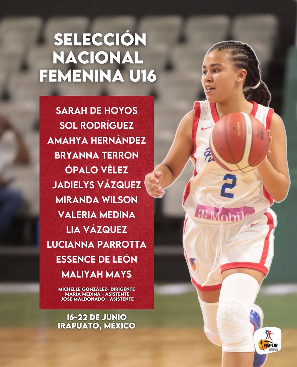 #AmericupU162025 🏆 Femenino - Selección de Puerto Rico 🇵🇷

🗓️Calendario:
-16/jun 🆚 Argentina 🇦🇷-⌚️2:30pm
-17/jun 🆚 USA 🇺🇸 - ⌚️5:00 pm
-18/jun 🆚 Venezuela 🇻🇪 - ⌚️2:30 pm

🏟️ México 🇲🇽 

📸 <a href="/fbpur/">FBPUR 🏀🇵🇷</a>