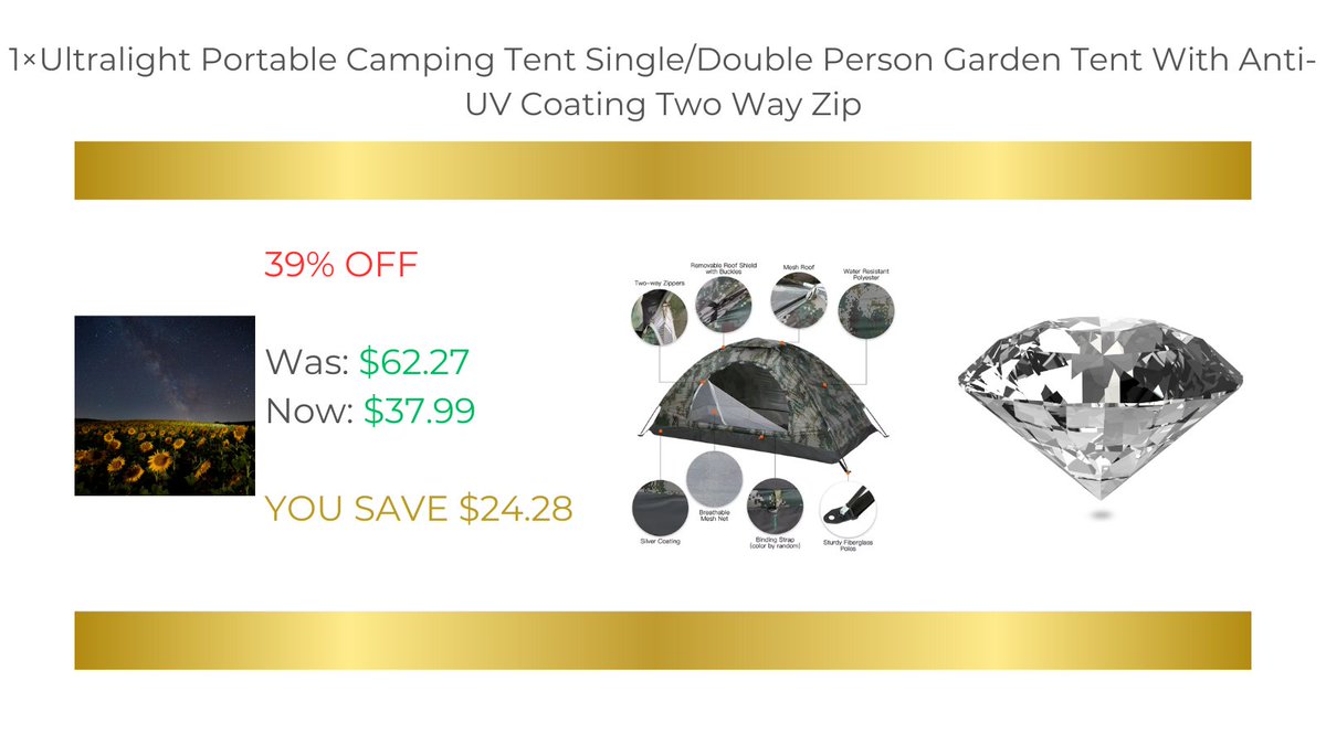 JonArauzo's tweet image. 1×Ultralight Portable Camping Tent Single/Double Person Garden Tent With Anti-UV Coating Two Way Zip

Buy it now:

s.click.aliexpress.com/e/_olRNdFy

#ultralight #portable #camping #tent #antiuv #forsale #buynow #product #discount #aliexpress #shopping #smallbusiness #marincounty