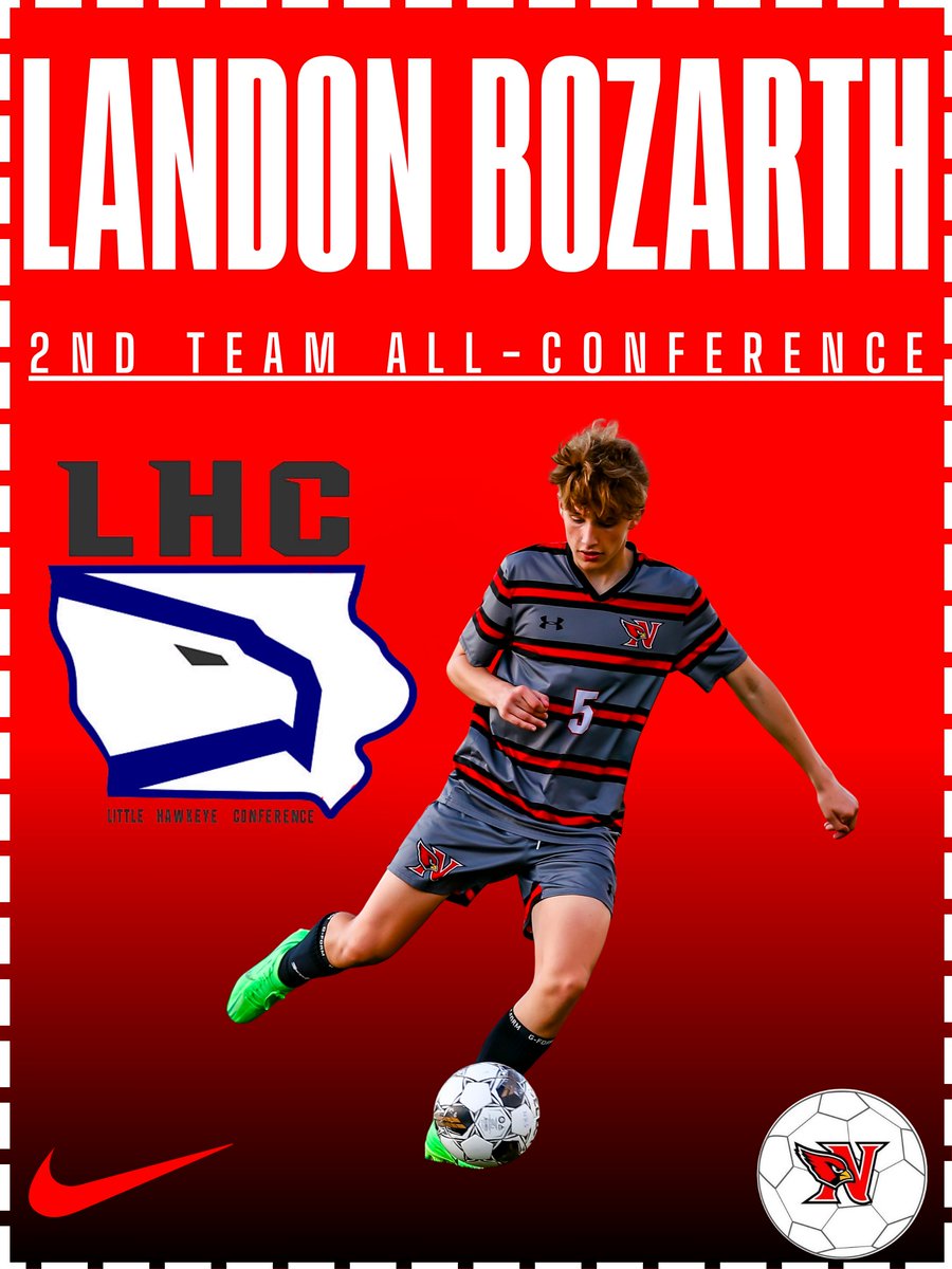 Congrats to Senior Captain
Landon Bozarth on his Second Team Little Hawkeye
All-Conference Midfielder selection! #RollCards
