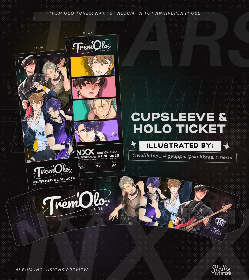 ✨ (@stelliseventsph) on Twitter photo 🎧🎙️ Merch Preview 💿✨
NNX Concert 101: Don’t forget your special admissions ticket + cupsleeve to sip your fave drink while vibing to the event! 🎶🥤
Visuals by PDs: <a href="/waffletop_/">와플 🧇 blushcon C8</a>, <a href="/gyuppii/">🫧✨𝙂𝙔𝙐𝙋𝙋𝙄𝙄/ᵏᵃʳˡᵃ AX AA36</a>, <a href="/skekkaaa/">skekka</a> & <a href="/Rierru/">🌸Rie</a>
#ToTCSE2025 #TremOloTunes
💛❤️💚💜 🎧🎙️ Merch Preview 💿✨
NNX Concert 101: Don’t forget your special admissions ticket + cupsleeve to sip your fave drink while vibing to the event! 🎶🥤
Visuals by PDs: <a href="/waffletop_/">와플 🧇 blushcon C8</a>, <a href="/gyuppii/">🫧✨𝙂𝙔𝙐𝙋𝙋𝙄𝙄/ᵏᵃʳˡᵃ AX AA36</a>, <a href="/skekkaaa/">skekka</a> & <a href="/Rierru/">🌸Rie</a>
#ToTCSE2025 #TremOloTunes
💛❤️💚💜