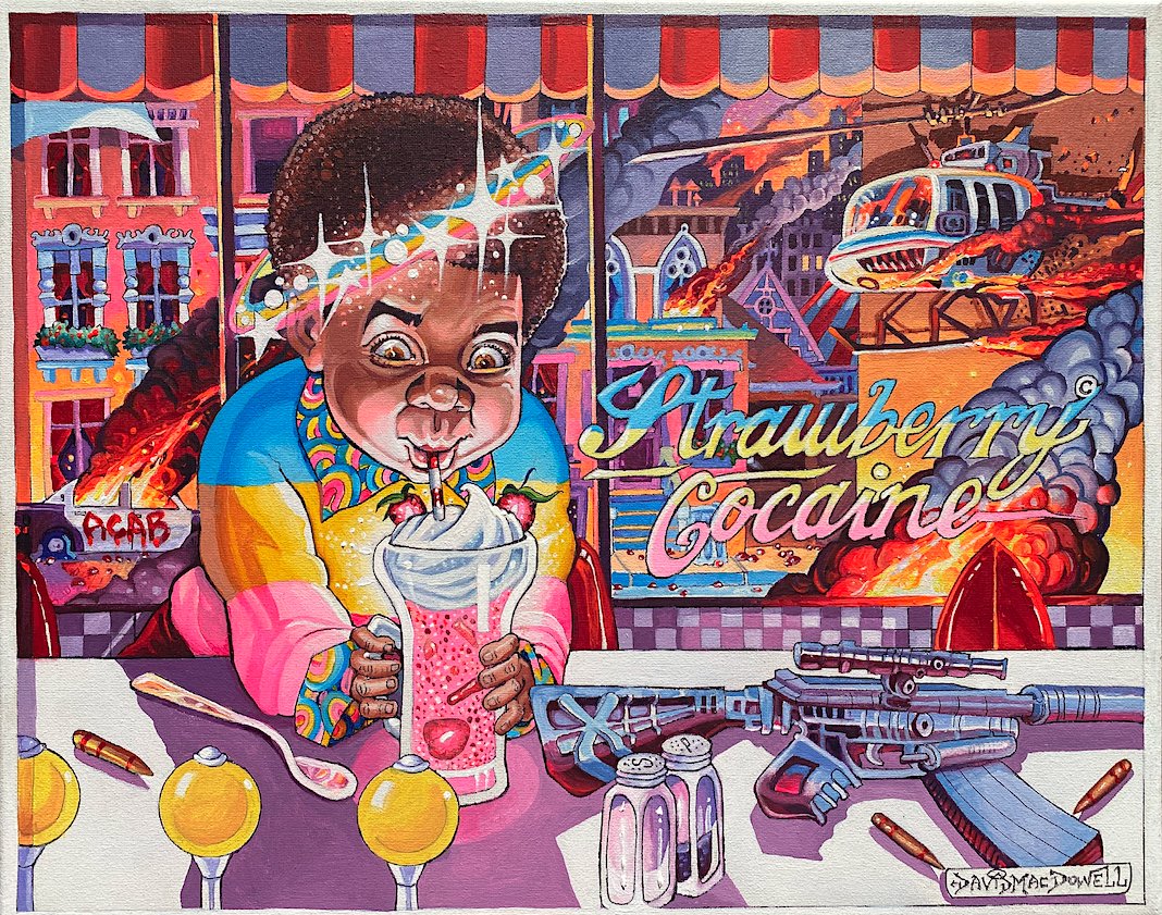 "Strawberry Cocaine" 16 x 20 Acrylic on Canvas!=Available😜😜😜