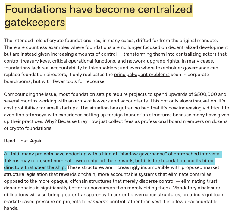 Jeremy Guzmán (@guz_massadopt) on Twitter photo Finally had a chance to dive into The end of the foundation era in crypto and frankly, if you're a governance-buff or actively participating in DAO Governance this is right in your wheelhouse.
Fantastic work by <a href="/milesjennings/">miles jennings</a>
The CLARITY Act and GENIUS Act are two regulatory Finally had a chance to dive into The end of the foundation era in crypto and frankly, if you're a governance-buff or actively participating in DAO Governance this is right in your wheelhouse.
Fantastic work by <a href="/milesjennings/">miles jennings</a>
The CLARITY Act and GENIUS Act are two regulatory