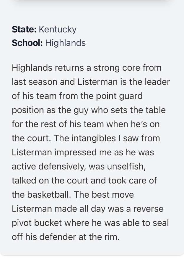 Vinny Listerman (@vinny_listerman) on Twitter photo Thank you to <a href="/_MikeRoth/">Michael Roth</a> for the write up from the Oak Hills Showcase!
<a href="/PrepHoopsKY/">Prep Hoops Kentucky</a> Thank you to <a href="/_MikeRoth/">Michael Roth</a> for the write up from the Oak Hills Showcase!
<a href="/PrepHoopsKY/">Prep Hoops Kentucky</a>