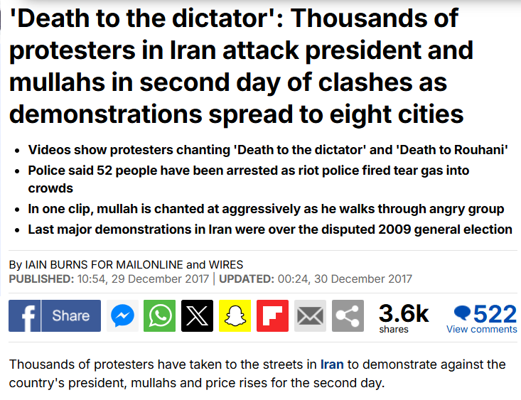 This video, viewed over 800,000 times, falsely claims to show the beginning of anti-government protests in Iran during the Iran-Israel conflict.

In reality, this video shows anti-government protests in Iran in December 2017, not now.