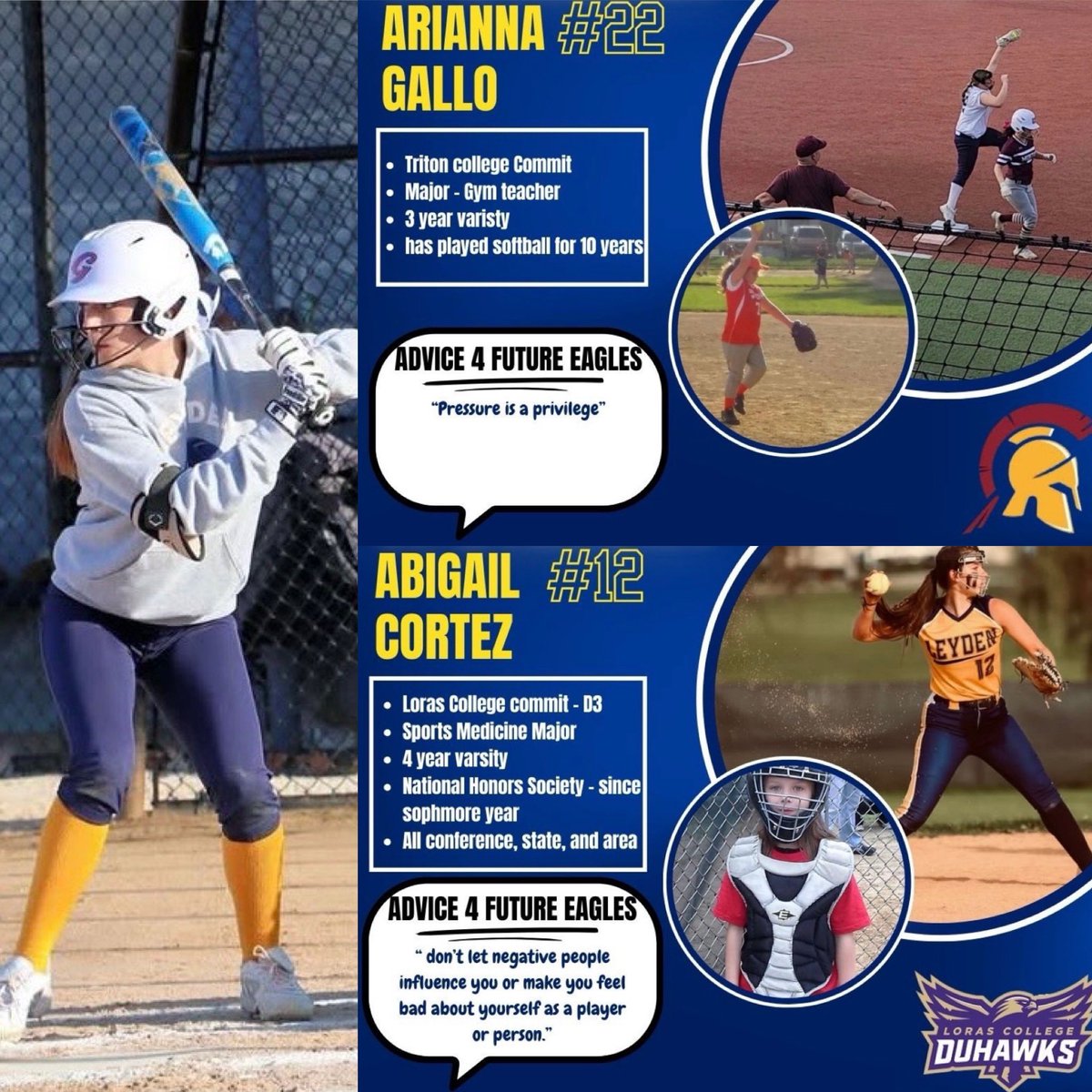 kurtschuett's tweet photo. Congratulations to Elise Bertsche (Class of 2026), along with recent graduates Arianna Gallo and Abigail Cortez, for being selected to the 2025 West Suburban “All Conference” Gold Division Team
@Leydenathletics @LeydenSoftball @ica_softball @Dion_JTsports @john_leusch 
#GoBirds https://t.co/esRpgikivr