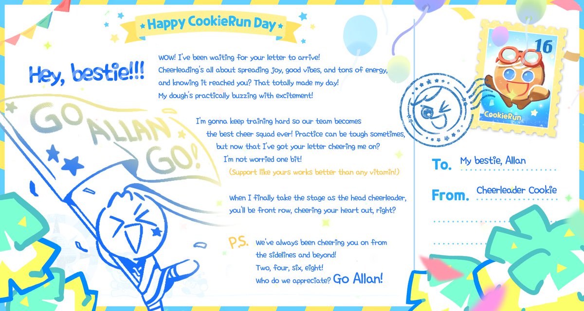 ์ฉ๊ฐํ ์ฟ ํค ๐๐ถ๐ป๐ด๐ฒ๐ฟ Brave (@gingerbrave_dev) on Twitter photo ๐ฎReply for #16th_CookieLetter has arrived!
<a href="/AllanMallans/">i miss my husband and bf</a>
Hi Allan!
Hereโs your reply from Cheerleader Cookie!
Even I felt cheered up by the energyโจ
๐Join the BRAVE EXPLORERS
bit.ly/3SLxlzH
#CookieRun_16th #Happy_CookieRunDay ๐ฎReply for #16th_CookieLetter has arrived!
<a href="/AllanMallans/">i miss my husband and bf</a>
Hi Allan!
Hereโs your reply from Cheerleader Cookie!
Even I felt cheered up by the energyโจ
๐Join the BRAVE EXPLORERS
bit.ly/3SLxlzH
#CookieRun_16th #Happy_CookieRunDay