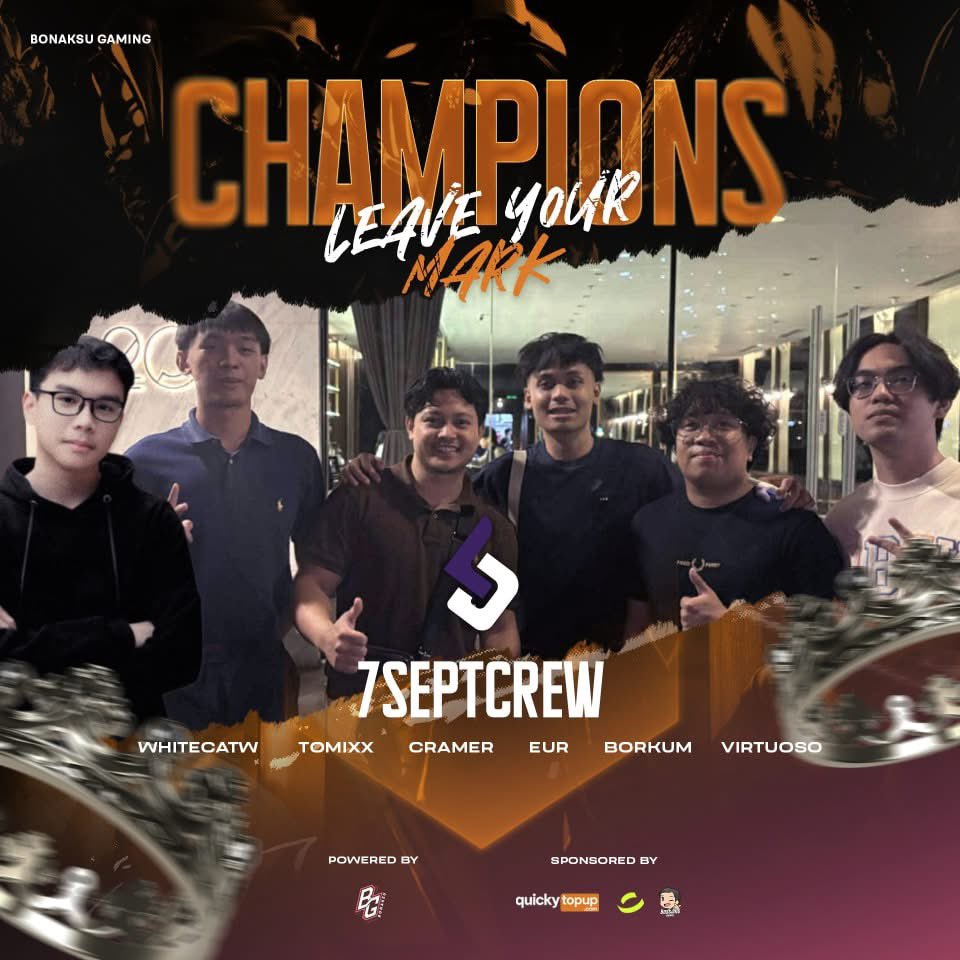 bonaksugaming's tweet image. Congratulations to 7SeptCrew, the official champions of Bonaksu Gaming: Leave Your Mark Valorant Tournament.
Out of 55 valiant teams, 54 have fallen, and one has risen to claim the throne.
See you on our ๐ก๐๐ซ๐ง ๐ง๐ข๐จ๐ฅ๐ก๐๐ ๐๐ก๐ง!