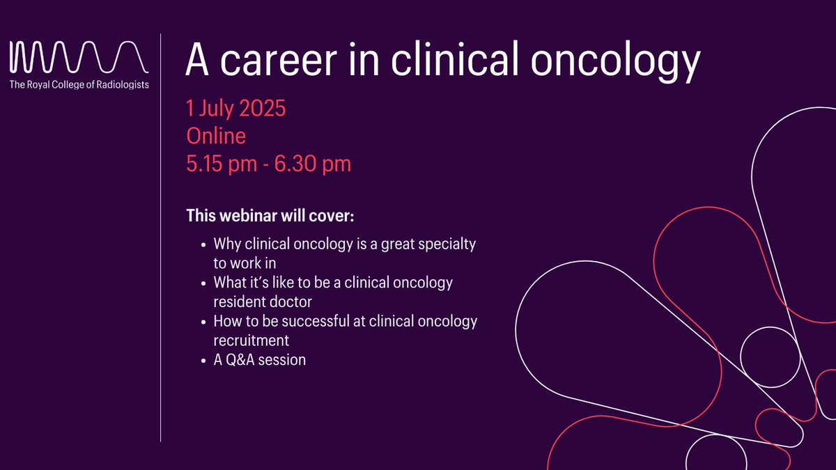 We’re hosting a free ‘Career in Oncology’ webinar on 1 July 📅

Join us to hear talks from a fantastic line-up of speakers, who will explore what makes clinical oncology such a rewarding career.

🔗 bit.ly/401uKW3
