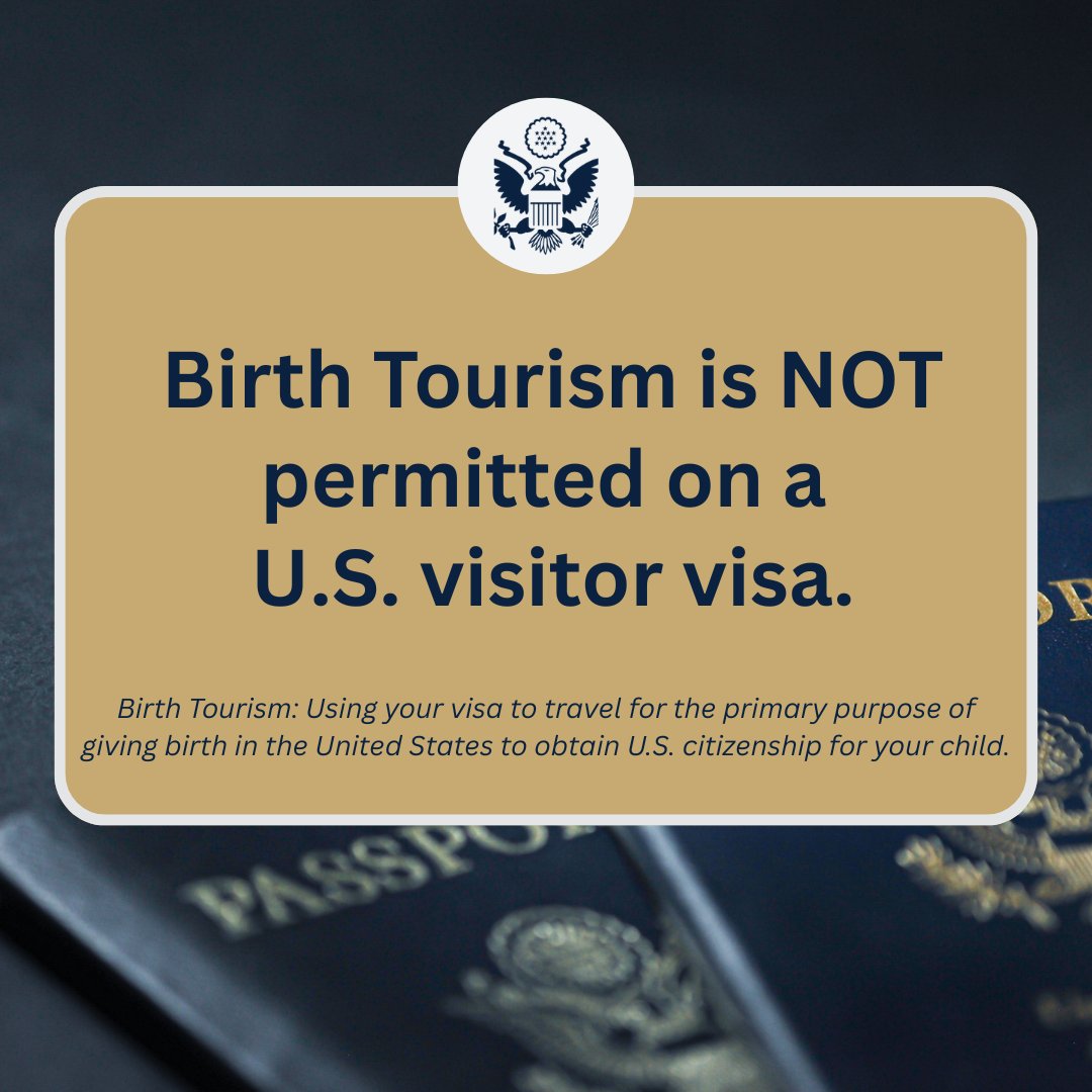 Utiliser son visa dans le but premier d’aller accoucher aux États-Unis pour que son enfant obtienne la citoyenneté américaine n’est pas autorisé. Les agents consulaires refuseront votre demande de visa s’ils ont des raisons de penser que c’est votre intention.