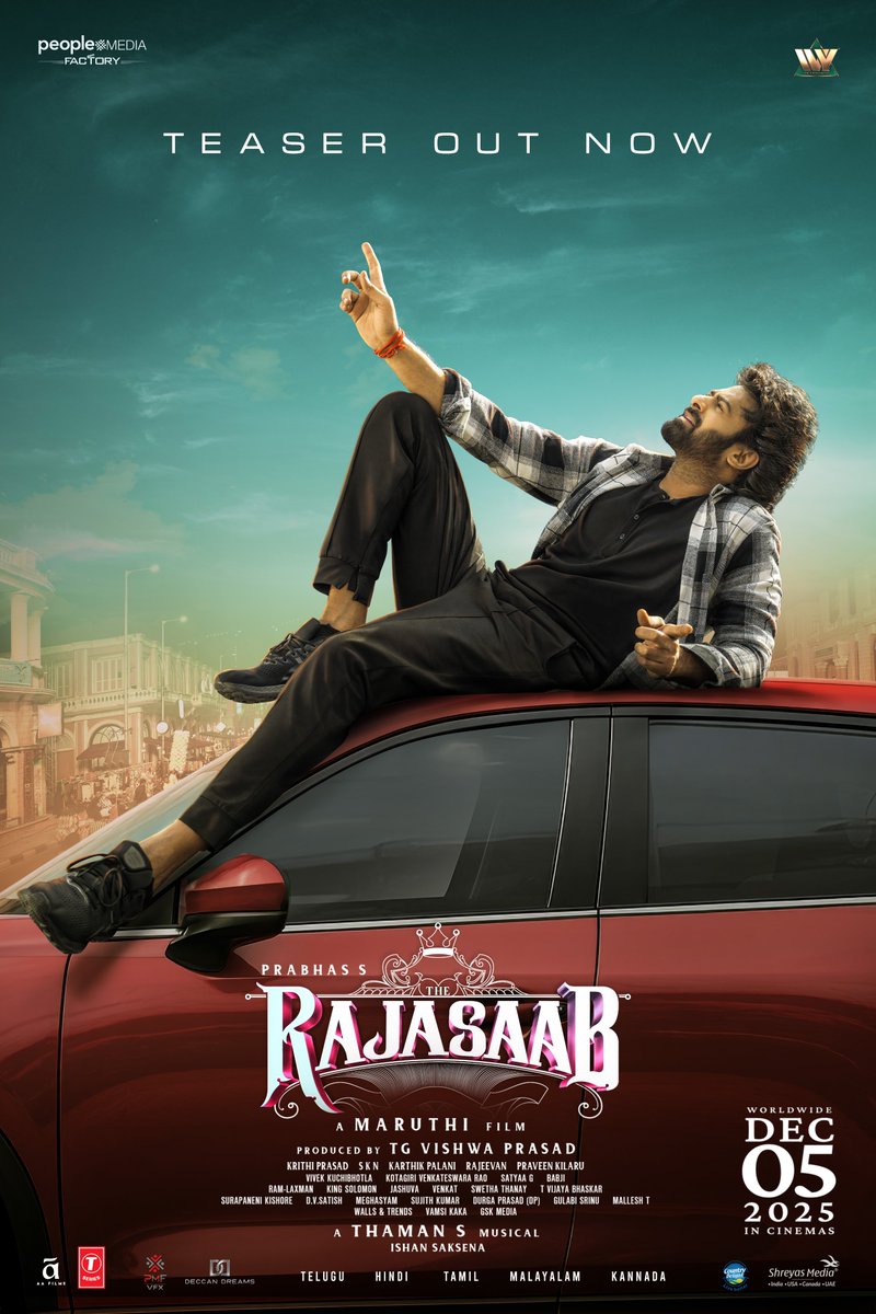 T-Series South (@tseriessouth) on Twitter photo The brand new vibe of #Prabhas is here to engulf the nation 🔥
#TheRajaSaabTeaser out now ❤️
— youtube.com/watch?v=k2Dbnz…
Taking you all on a ride in cinemas this December 5th, 2025 💥
#TheRajaSaabOnDec5th
#TheRajaSaab @DuttSanjay <a href="/DirectorMaruthi/">Director Maruthi</a> <a href="/AgerwalNidhhi/">Nidhhi Agerwal 🌟 Panchami</a> <a href="/MalavikaM_/">Malavika Mohanan</a> The brand new vibe of #Prabhas is here to engulf the nation 🔥
#TheRajaSaabTeaser out now ❤️
— youtube.com/watch?v=k2Dbnz…
Taking you all on a ride in cinemas this December 5th, 2025 💥
#TheRajaSaabOnDec5th
#TheRajaSaab @DuttSanjay <a href="/DirectorMaruthi/">Director Maruthi</a> <a href="/AgerwalNidhhi/">Nidhhi Agerwal 🌟 Panchami</a> <a href="/MalavikaM_/">Malavika Mohanan</a>