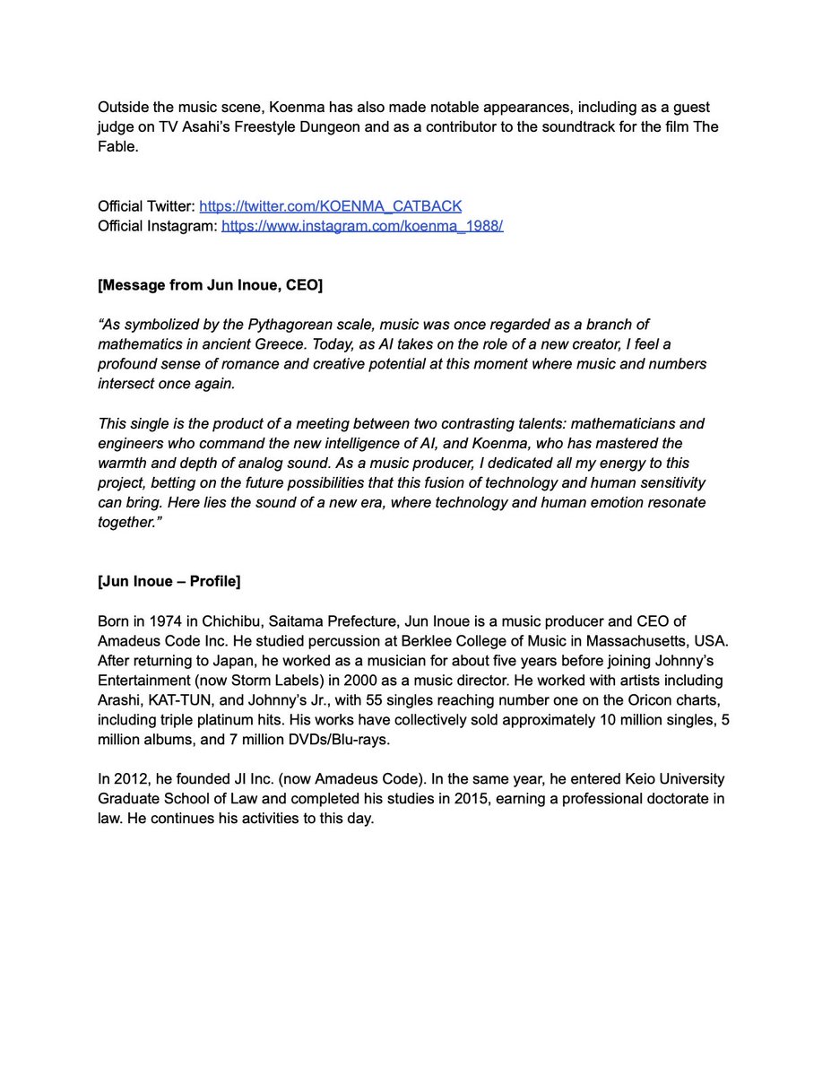 AmadeusCode's tweet image. 🎧 Introducing the official launch anthem
for FUJIYAMA AI SOUND.
‘Shapin’ Tomorrow with You’—a single
co-created by KOENMA and FUJIYAMA AI SOUND—is now out
on Evoke Music.

📎 Details via link in profile

#EvokeMusic #AIMusic #FUJIYAMAAISOUND
