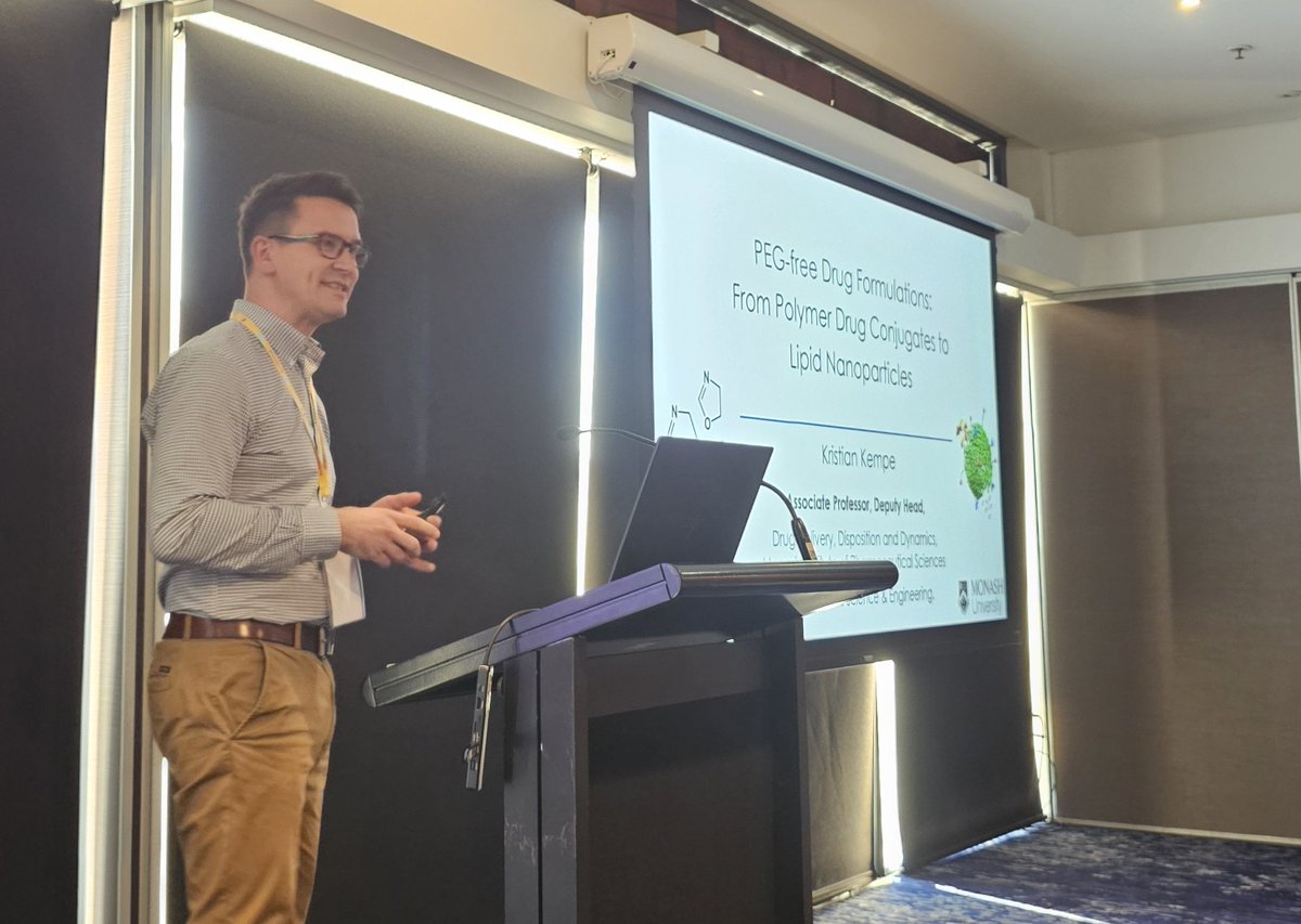 Dr. Tushar Kumeria (@tkumeria) on Twitter photo Very intersting talk from <a href="/KempiGroup/">Kristian Kempe</a> on alternatives of PEG at the #OzNanomed2025
<a href="/NanoMed_UNSW/">NanoMed</a> <a href="/AustralianCRS/">Drug Delivery Australia</a> Very intersting talk from <a href="/KempiGroup/">Kristian Kempe</a> on alternatives of PEG at the #OzNanomed2025
<a href="/NanoMed_UNSW/">NanoMed</a> <a href="/AustralianCRS/">Drug Delivery Australia</a>