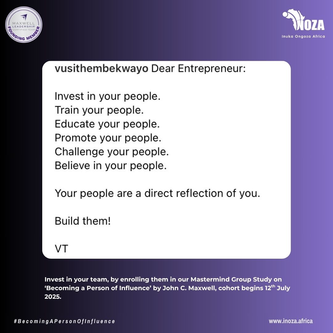 Inuka Ongoza Africa (@inuka_ongoza) on Twitter photo Enroll your team for our 5-week hybrid training on “Becoming a Person of Influence” by John C. Maxwell.
The training will be facilitated by Ms. <a href="/cmusisi2/">Christine Musisi</a>, a Certified John Maxwell Coach, Speaker & Trainer.
Cost: UGX 500,000 / TZS 350,000
🔗 Register: shorturl.at/SQxay Enroll your team for our 5-week hybrid training on “Becoming a Person of Influence” by John C. Maxwell.
The training will be facilitated by Ms. <a href="/cmusisi2/">Christine Musisi</a>, a Certified John Maxwell Coach, Speaker & Trainer.
Cost: UGX 500,000 / TZS 350,000
🔗 Register: shorturl.at/SQxay