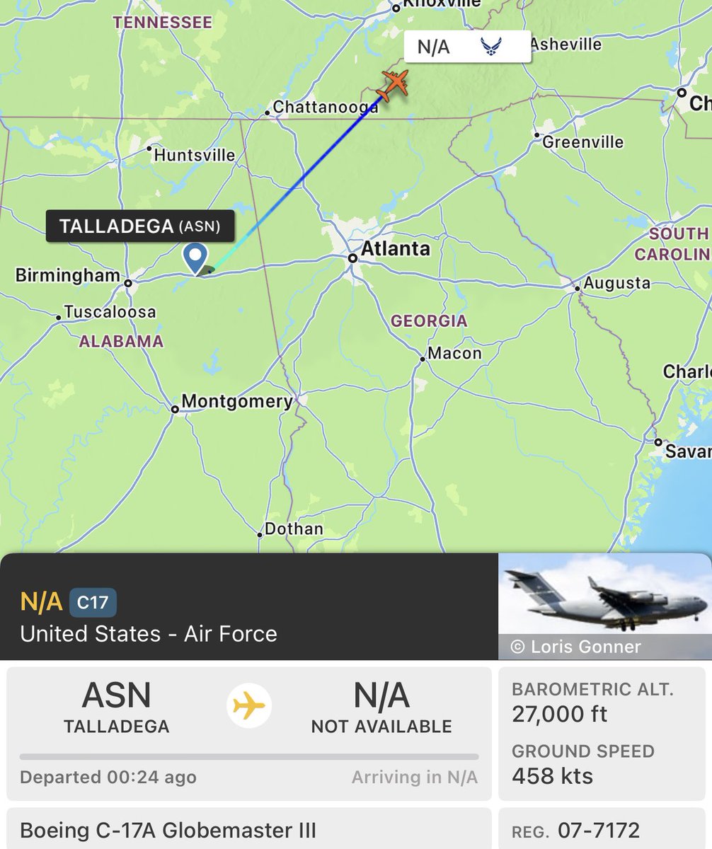 🚨🇺🇸🇮🇱MISSILES INBOUND: U.S AIRLIFTS DEFENSE SYSTEMS TO ISRAEL?

2 U.S Air Force C-17s landed at the Anniston Army Depot, which houses the Anniston Defense Munitions Center.

The aircraft likely loaded air-defense missiles, possibly Patriot or THAAD.

They are now en route across