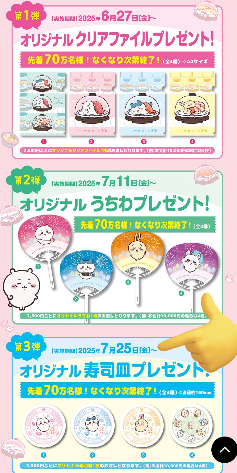くら寿司　ちいかわコラボ もうちょっとでコンプ品　計18点 もうりさんち🏠 on X: 