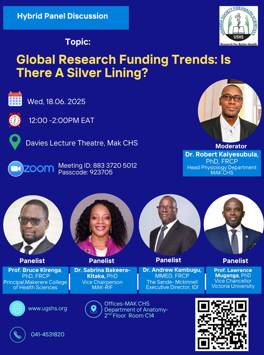 UScientists (@ugsocscientists) on Twitter photo 2 DAYS TO GO!
Don't miss:
“Global Research Funding Trends: Is There a Silver Lining?”
📍 MakCHS, Davies LT
🗓 Wed, June 18 | 🕛 12–2PM EAT
✅ Register now: forms.gle/6rAg5EqeXaSDA7…
💻 Zoom: mak-ac-ug.zoom.us/j/88337205012?…
<a href="/rkalyes1/">Robert Kalyesubula,MD, FISN(USA), PhD-FRCP(London)</a> <a href="/ReachDrMuganga/">ᗪᖇ. ᒪᗩᗯᖇEᑎᑕE ᗰᑌGᗩᑎGᗩ</a> <a href="/akambugu/">Andrew Kambugu</a> <a href="/SabrinaKitaka/">Sabrina Kitaka</a> <a href="/brucekirenga/">Bruce Kirenga</a> 2 DAYS TO GO!
Don't miss:
“Global Research Funding Trends: Is There a Silver Lining?”
📍 MakCHS, Davies LT
🗓 Wed, June 18 | 🕛 12–2PM EAT
✅ Register now: forms.gle/6rAg5EqeXaSDA7…
💻 Zoom: mak-ac-ug.zoom.us/j/88337205012?…
<a href="/rkalyes1/">Robert Kalyesubula,MD, FISN(USA), PhD-FRCP(London)</a> <a href="/ReachDrMuganga/">ᗪᖇ. ᒪᗩᗯᖇEᑎᑕE ᗰᑌGᗩᑎGᗩ</a> <a href="/akambugu/">Andrew Kambugu</a> <a href="/SabrinaKitaka/">Sabrina Kitaka</a> <a href="/brucekirenga/">Bruce Kirenga</a>