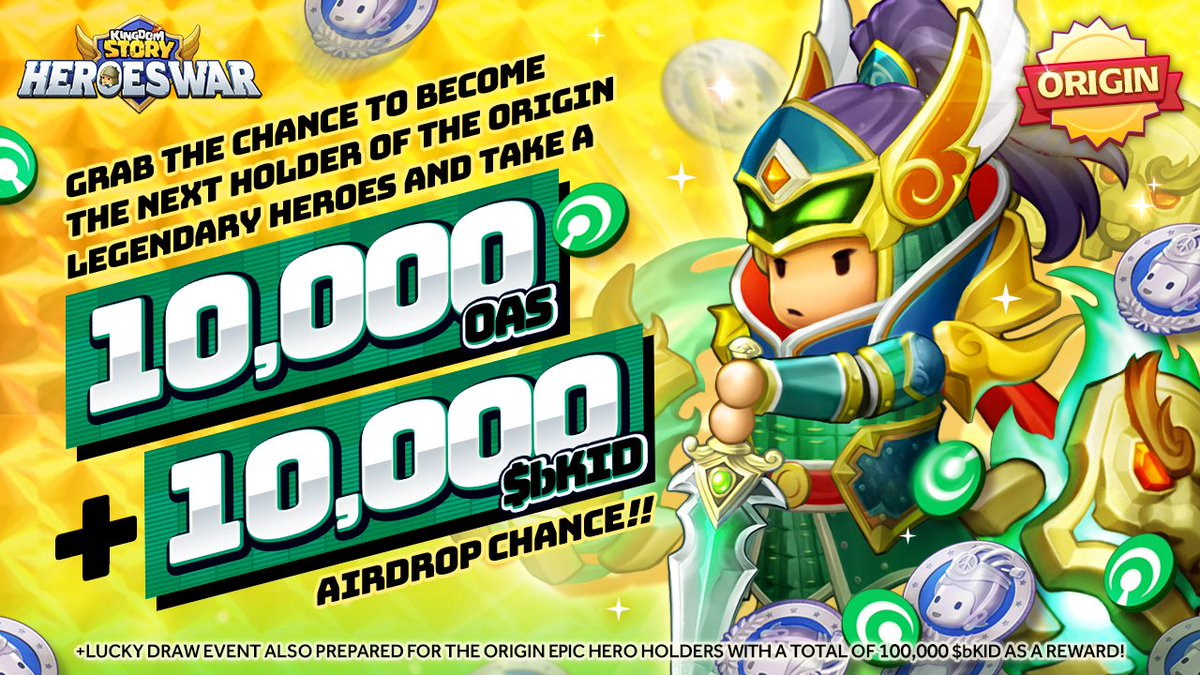 🩵 Origin Heroes NFT Rewards Distribution Announcement 🩵

The winner list has been revealed for the Origin Heroes NFT Holders airdrop.

Please find the winner list at the KS:HW official Discord now!
discord.com/channels/10094…

#nft #NFTGame #p2e #web3game #heroeswar #Oasys #BSC