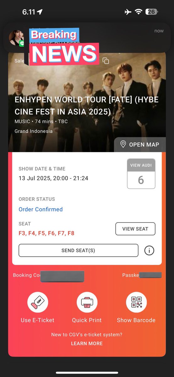 jeila02z's tweet photo. Guys aku mau WTS 1 Tiket CGV CINE FEST IN ASIA 2025 ENHYPEN &amp; NORAEBANG di jam 3

Tanggal 13 Juli 2025

CGV IDR 80K 
NORAE IDR 80K

gabisaa dtgg krn sdh tdk di jkt lagi😔🙏🏻 tolong di angkut guys

#wts #wtsenhypen https://t.co/IHFAM0oEYt