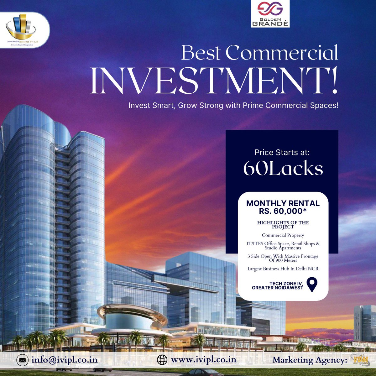 🚨 Looking for the Best Commercial Investment in NCR?
📍 Tech Zone IV, Greater Noida

Ideal for: IT/ITES Offices | Retail Shops | Studio Apartments

💸 Price Starts at: ₹60 Lakhs
💰 Monthly Rental: ₹60,000*

🌐 ivipl.co.in

🔗 #CommercialProperty #noida