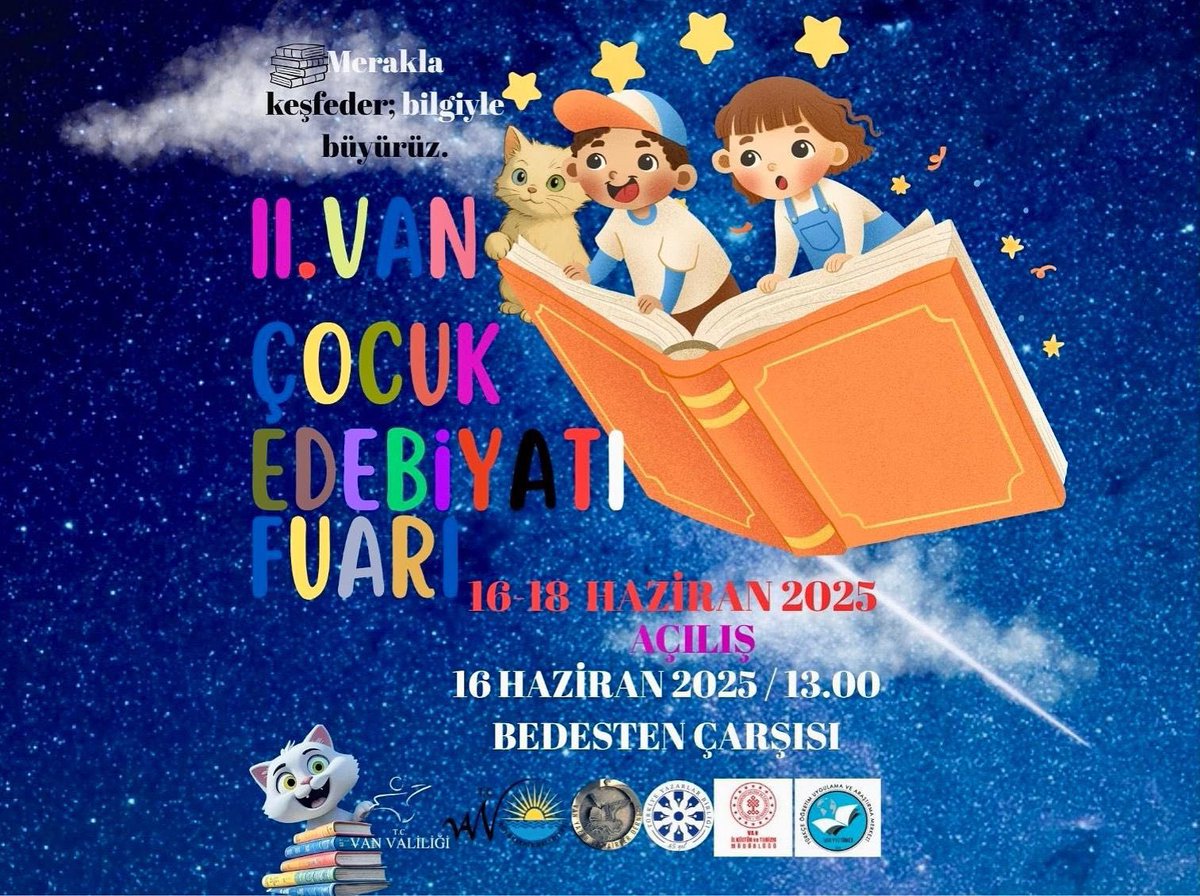 T.C. Van Büyükşehir Belediyesi (@vanbuyuksehirbb) on Twitter photo ⭕️II. VAN ÇOCUK EDEBİYATI FUARI BAŞLIYOR
➡️Van’da geçen yıl birincisi düzenlenen VAN ÇOCUK EDEBİYATI FUARI kapılarını bu yıl tekrar okuyuculara açıyor. 
➡️16-18 Haziran 2025 tarihlerinde düzenlenecek olan II. VAN ÇOCUK EDEBİYATI FUARI’na Van’da yaşayan ailelerin, gençlerin ve ⭕️II. VAN ÇOCUK EDEBİYATI FUARI BAŞLIYOR
➡️Van’da geçen yıl birincisi düzenlenen VAN ÇOCUK EDEBİYATI FUARI kapılarını bu yıl tekrar okuyuculara açıyor. 
➡️16-18 Haziran 2025 tarihlerinde düzenlenecek olan II. VAN ÇOCUK EDEBİYATI FUARI’na Van’da yaşayan ailelerin, gençlerin ve