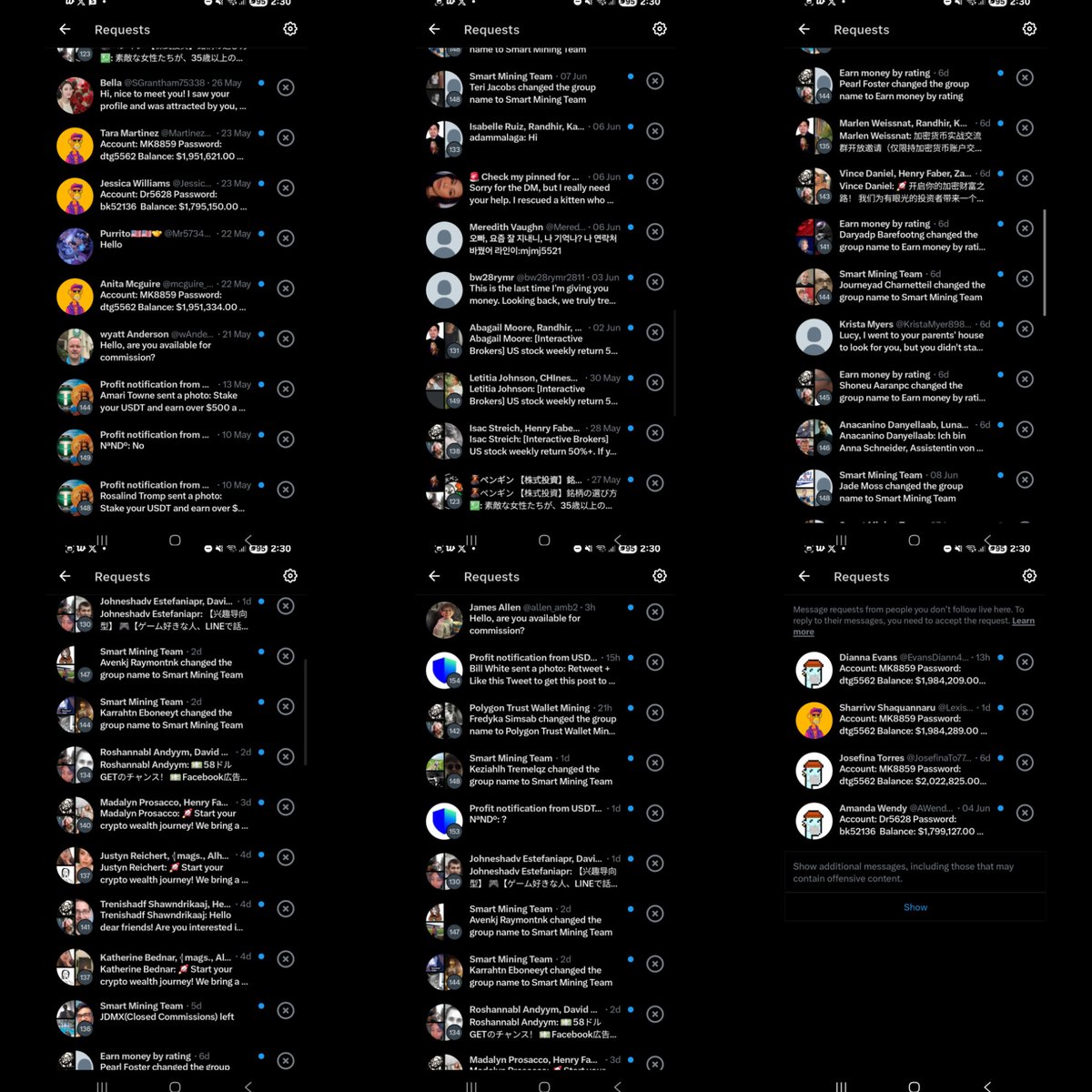 SO WHEN WILL THESE FUCKERS LEAVE US ALONE? I DONT CARE ABOUT UR CYRPTO SHIT, GET OFF MY DMS!!!

(i collected these to see how many of them will come and they come each day.)